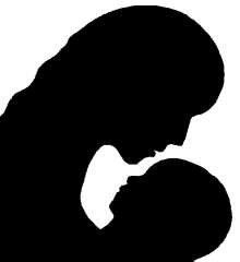 Silhouette of a mother and child